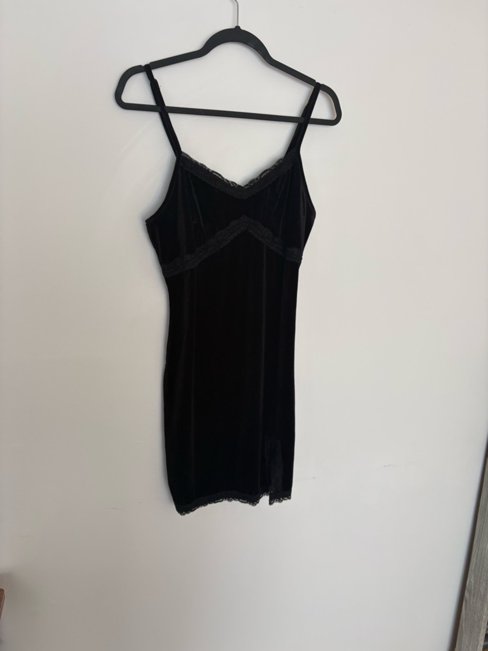 Rebel Sugar Black Velvet Lace-Trim Slip